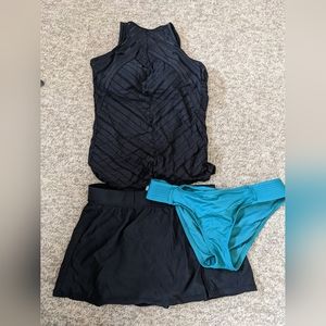 Kona Sol Aqua Green bathing suit tankini skirt swimsuit swim
